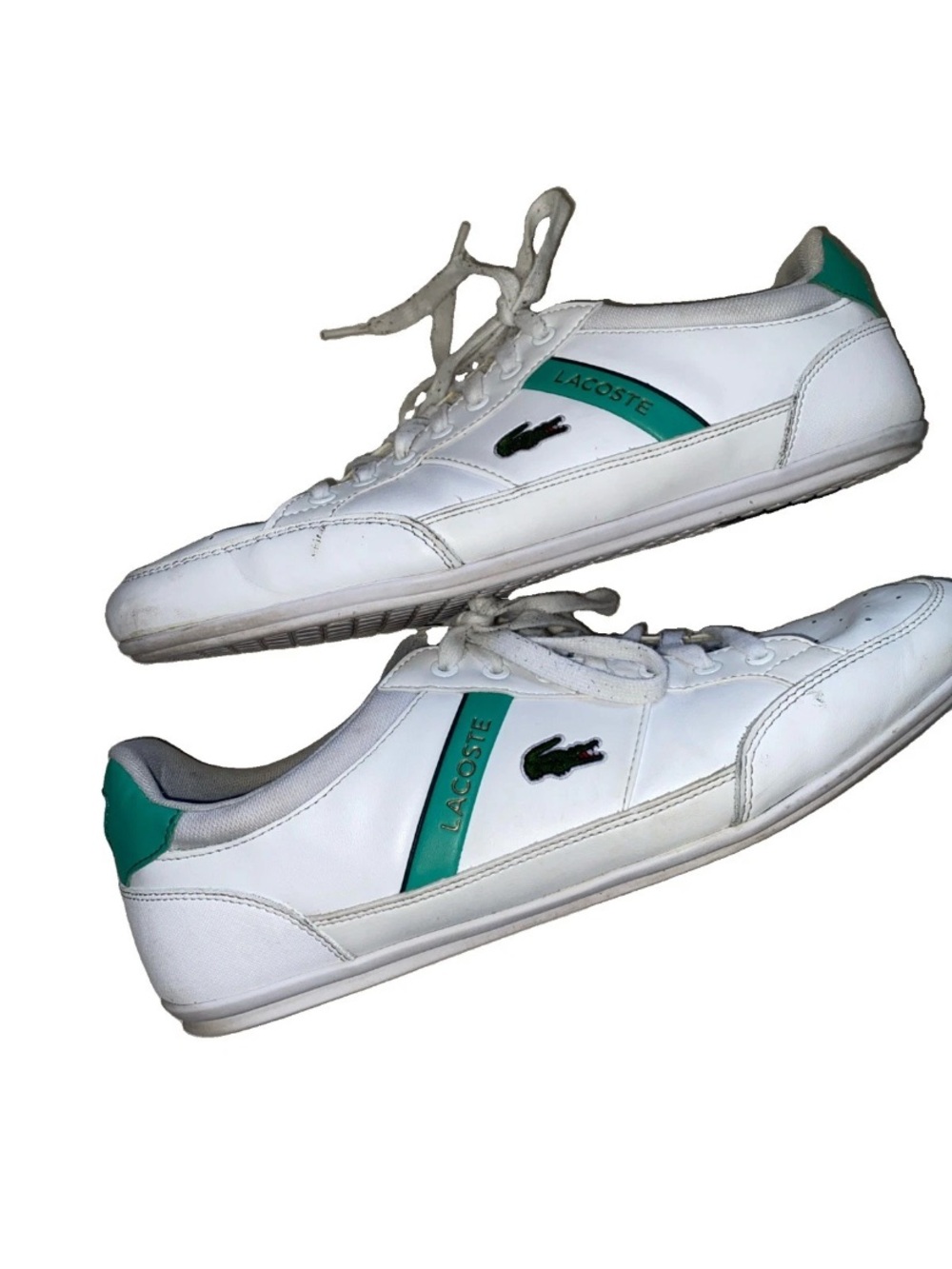Lacoste Men 9.5 Shoes Chaymon 0722 1 White Green Leather Casual Sneakers